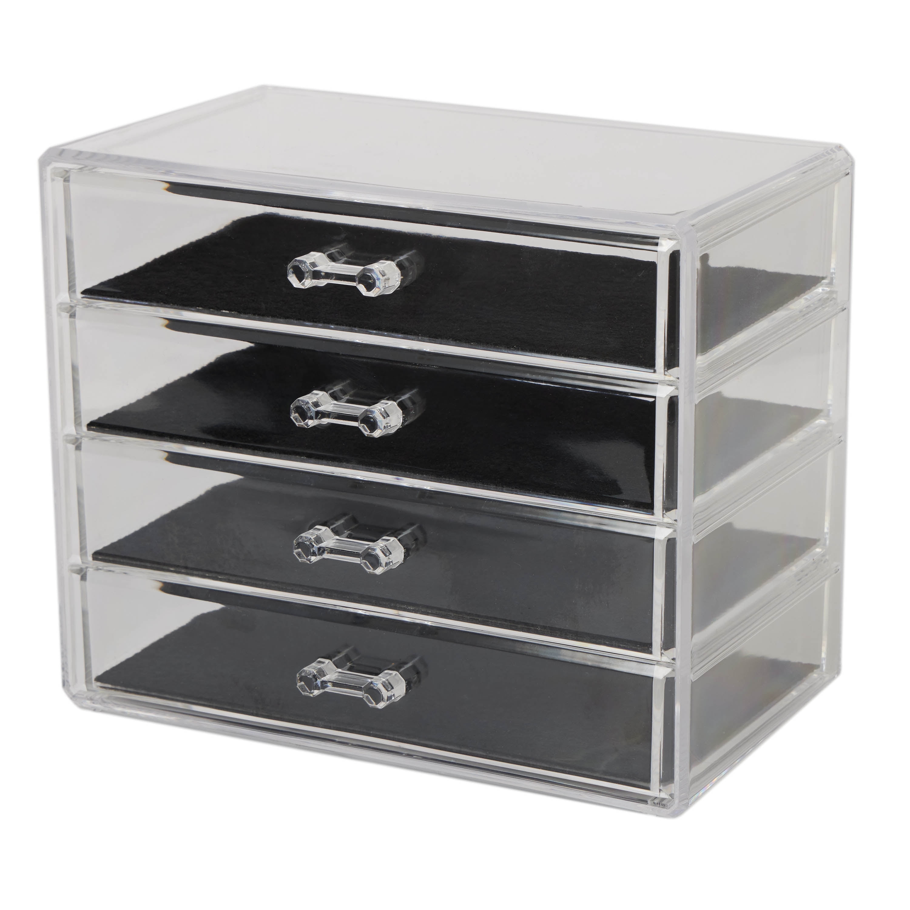 Simplify Crystal Clear Acrylic 4 Tier Cosmetic and Jewelry Drawer Chest