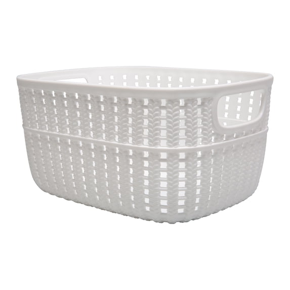 Simplify Decorative Plastic Small Storage Basket in White