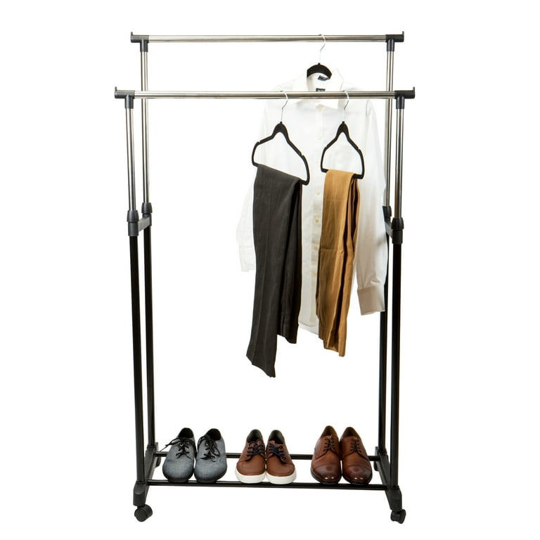 Adjustable 2 tier rolling garment rack walmart hotsell