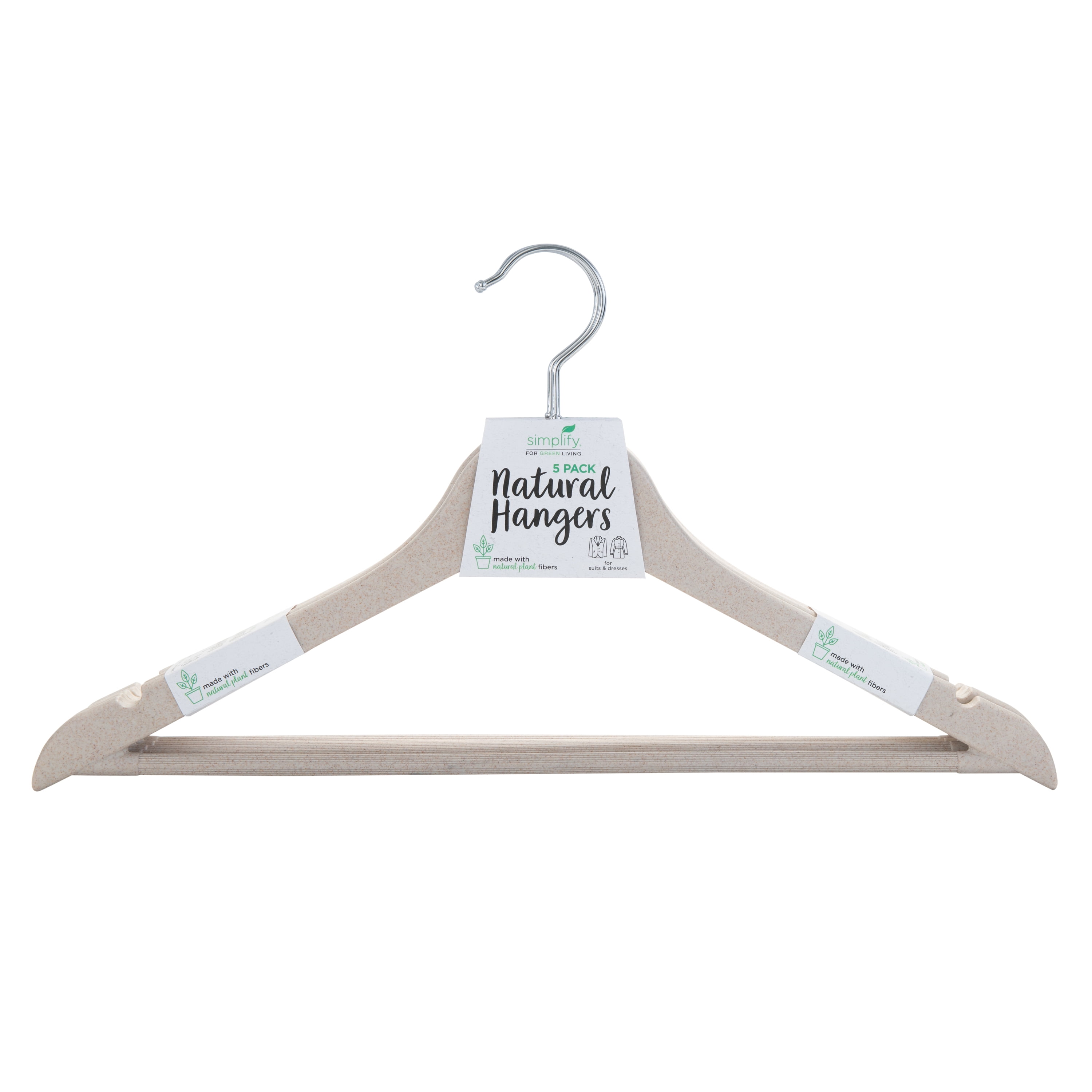 Simplify Eco Friendly Eco-Wheat Plant Fiber Natural Hangers, 5 Pack -  Walmart.com