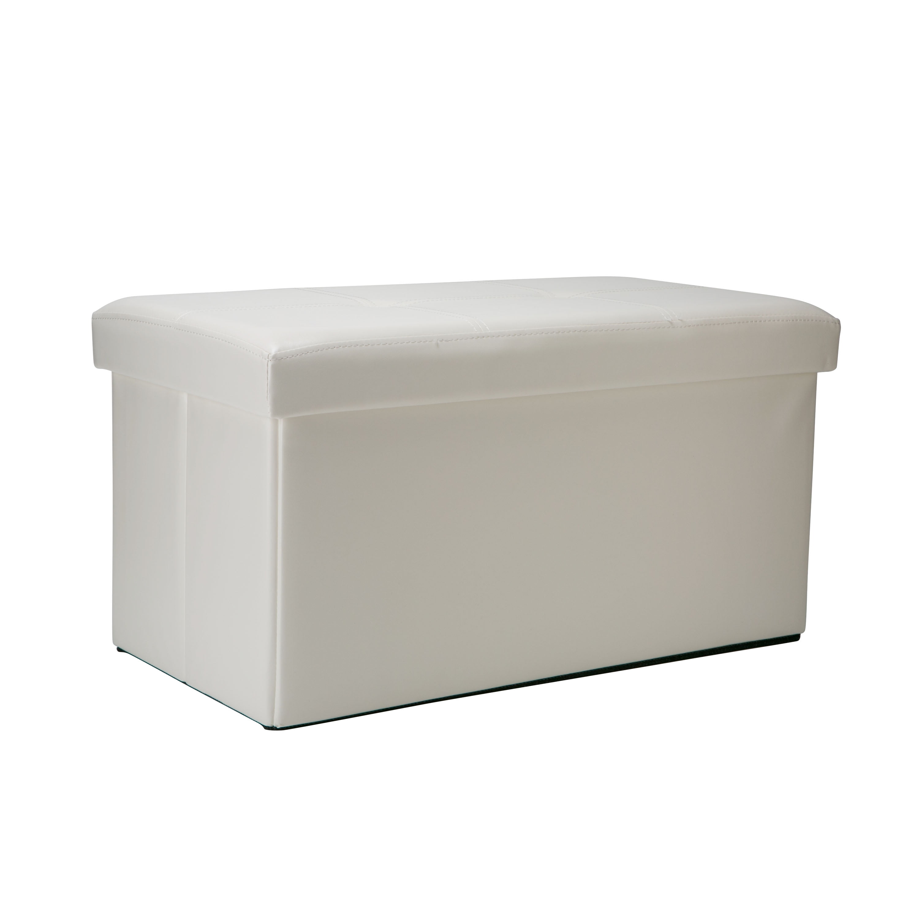 Ivory Faux Leather Folding Storage Footstool, 30x15x15