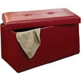 thumbnail image 1 of Simplify Faux Leather Double Folding Storage Ottoman in Red, 1 of 10