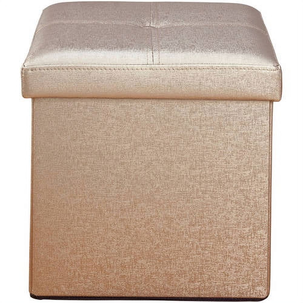 Simplify Faux Leather Folding Storage Ottoman Cube, Classic Decor, Metallic Bronze - image 1 of 9