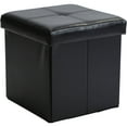 thumbnail interactive-video image 1 of Simplify Faux Leather Folding Storage Ottoman Cube in Black, 1 of 10