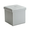 thumbnail image 1 of Simplify Faux Leather Folding Storage Ottoman Cube in Gray, 1 of 10