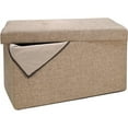 thumbnail image 1 of Simplify Faux Linen Double Folding Storage Ottoman, Natural Beige, 1 of 11