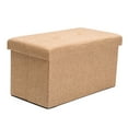 thumbnail image 1 of Simplify Faux Linen Double Folding Storage Ottoman in Camel, 1 of 10