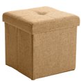 thumbnail image 1 of Simplify Faux Linen Folding Storage Ottoman Cube in Camel, 1 of 10