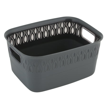 Simplify Gemstone Plastic Storage Basket Tote, Gray