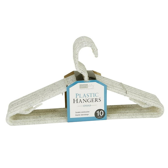 Simplify Granite Look Design Plastic Clothes Hangers, White, 10 Count