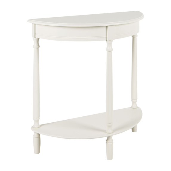Simplify Half Round Wood Accent Table, Satin White Finish