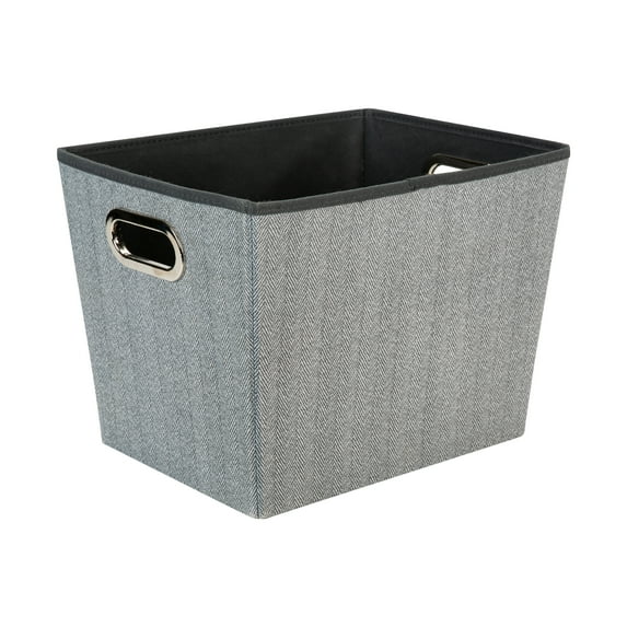 Simplify Herringbone Grommet Shelf Basket in Grey