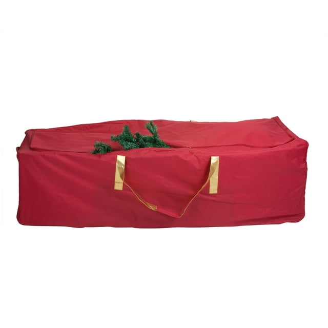 Simplify Holiday Christmas Tree Storage Bag, Polyester, with Wheels, Red