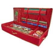 Simplify Holiday Gift Wrap Storage Tote, Handles and Zippered Closure, Polyester, Red