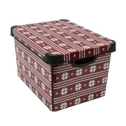 Simplify Holiday Sweater Print Plastic Storage Tote Bin