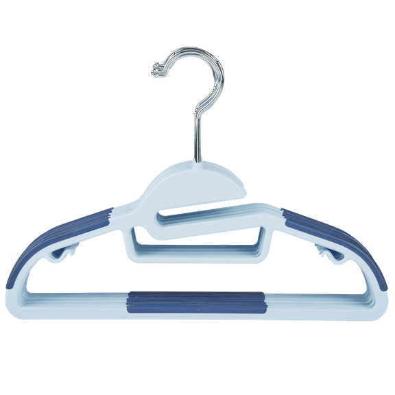 Simplify Kid's Non Slip Plastic Collar Saver Clothing Hangers, 12 Pack, Blue