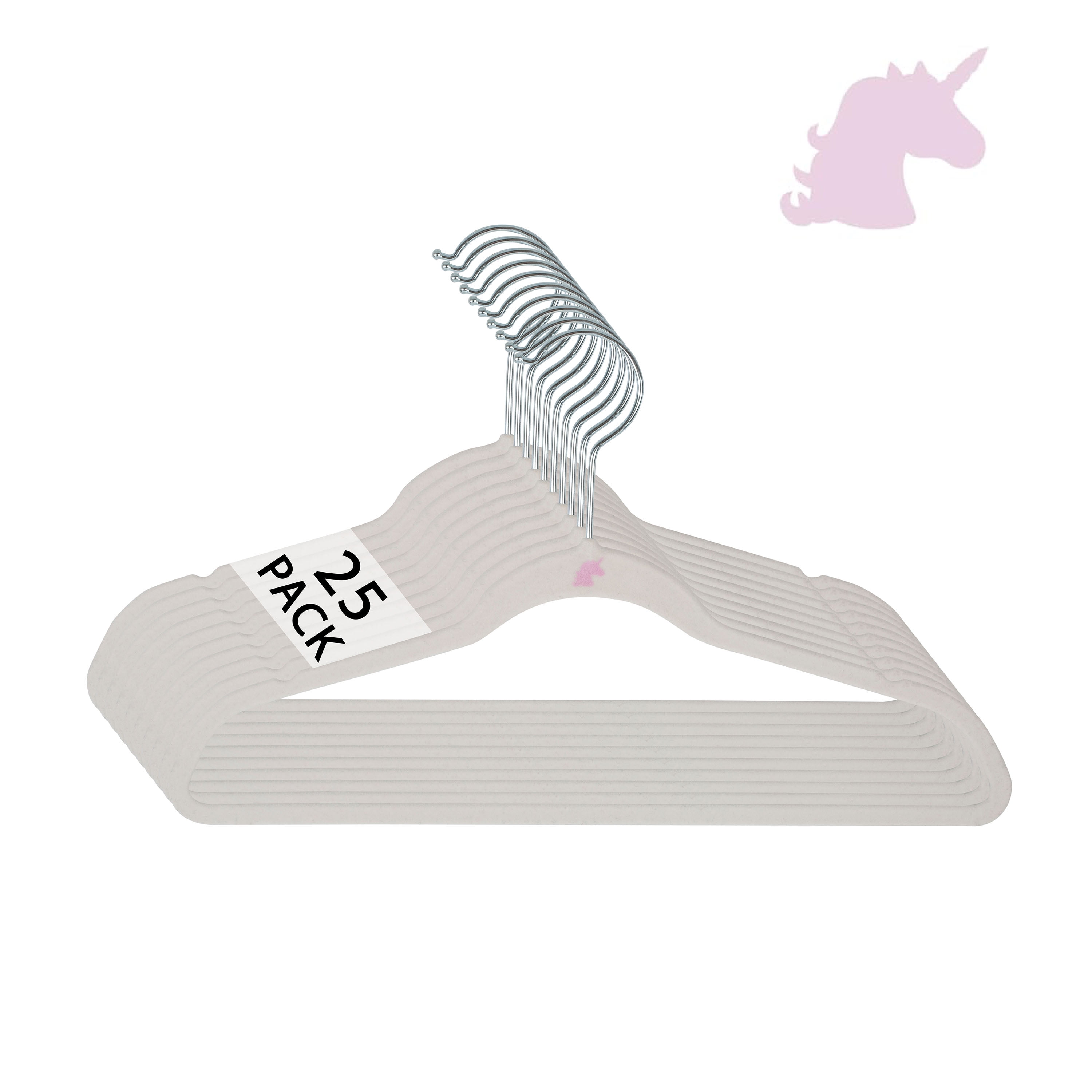 White Velvet Non-Slip Kids Hangers, Set of 25