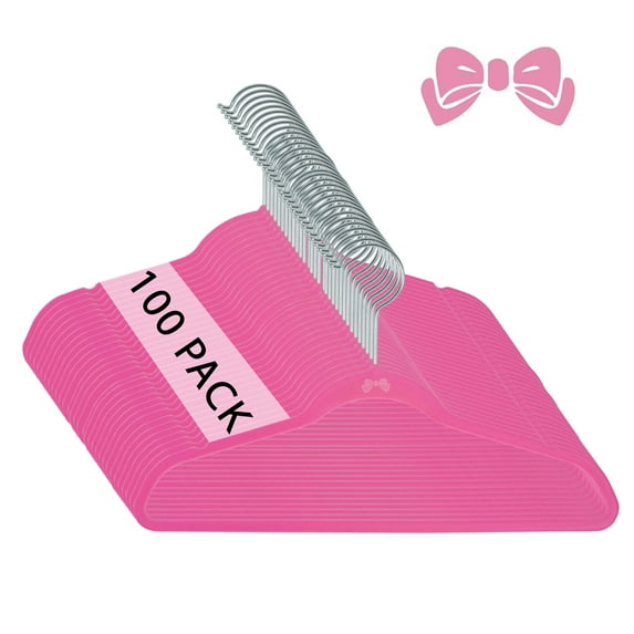 Simplify Kids 100 Pack Velvet Hangers in Pink