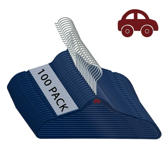 Simplify Kids 100 Pack Velvet Shirt Hangers in Navy