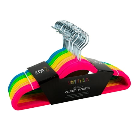 Simplify Kids 200 Pack Velvet Shirt Hangers in Neon Colors