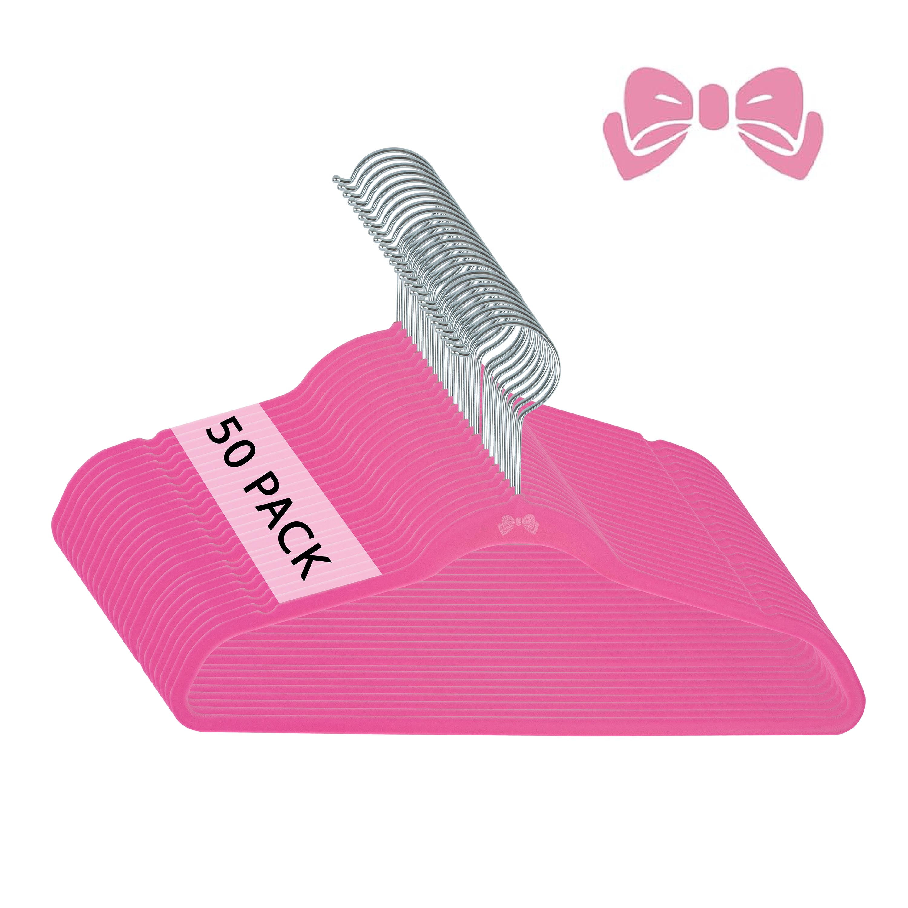 Simplify Kids 50 Pack Velvet Hangers in Pink Walmart
