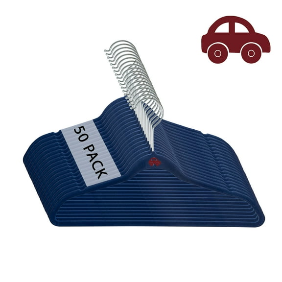 Simplify Kids 50 Pack Velvet Pant and Shirt Hangers in Navy