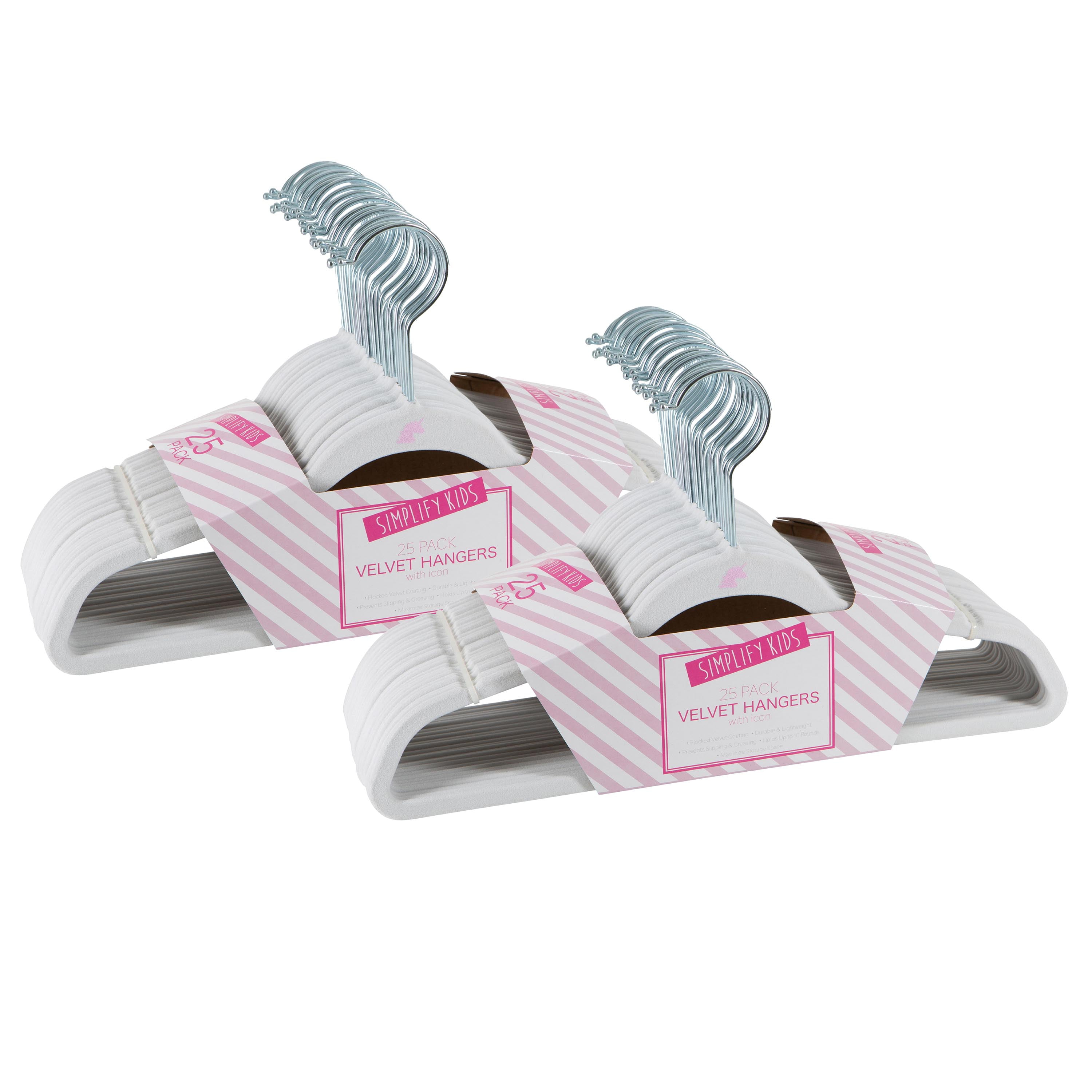 Simplify Kids 50 Pack Velvet Hangers in Pink 