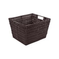 thumbnail image 1 of Simplify Large Built-in-Handles Rattan Storage Tote Basket, Chocolate, 1 of 6