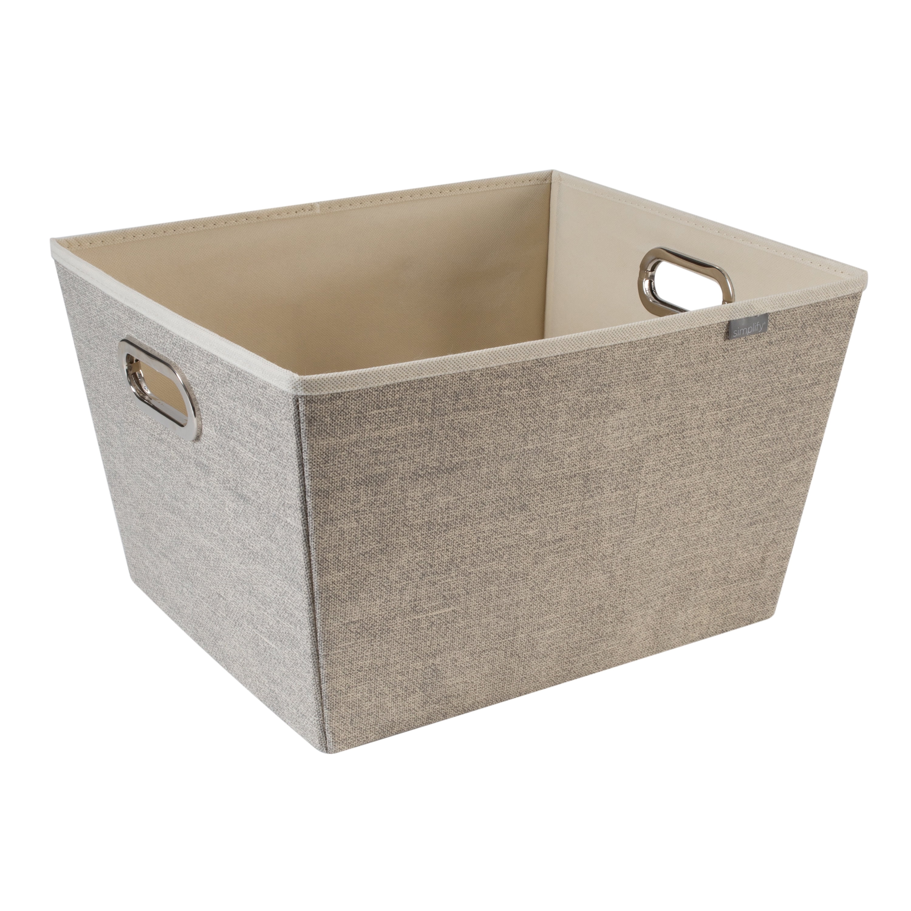 Beige Faux Jute Large Grommet Storage Bin