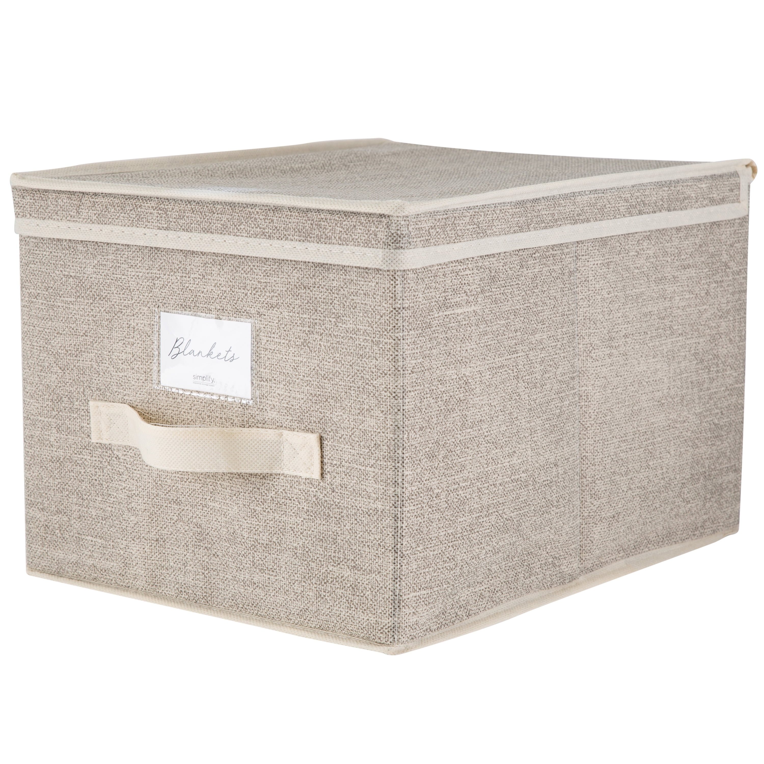 Beige Faux Jute Large Collapsible Storage Box