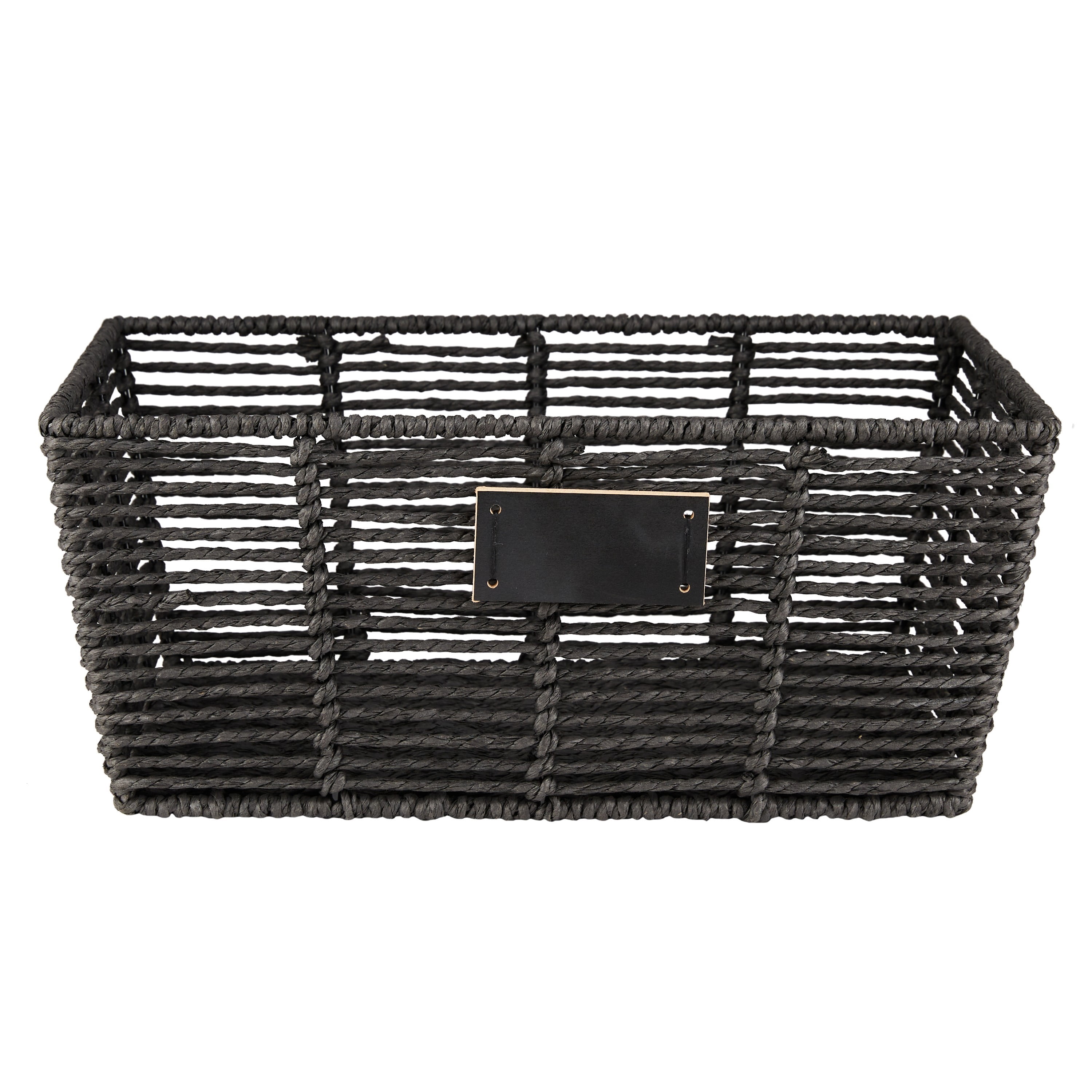 Simplify Large Storage Tote 13.7x9.8x5.7 Inch Black Color | Shelf Organizer Bin | Closet Storage Container