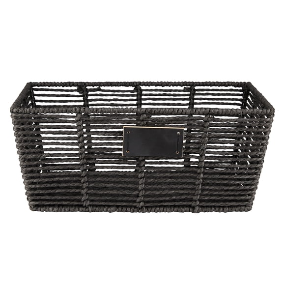 Simplify Large Storage Tote 13.7x9.8x5.7 Inch Black Color | Shelf Organizer Bin | Closet Storage Container