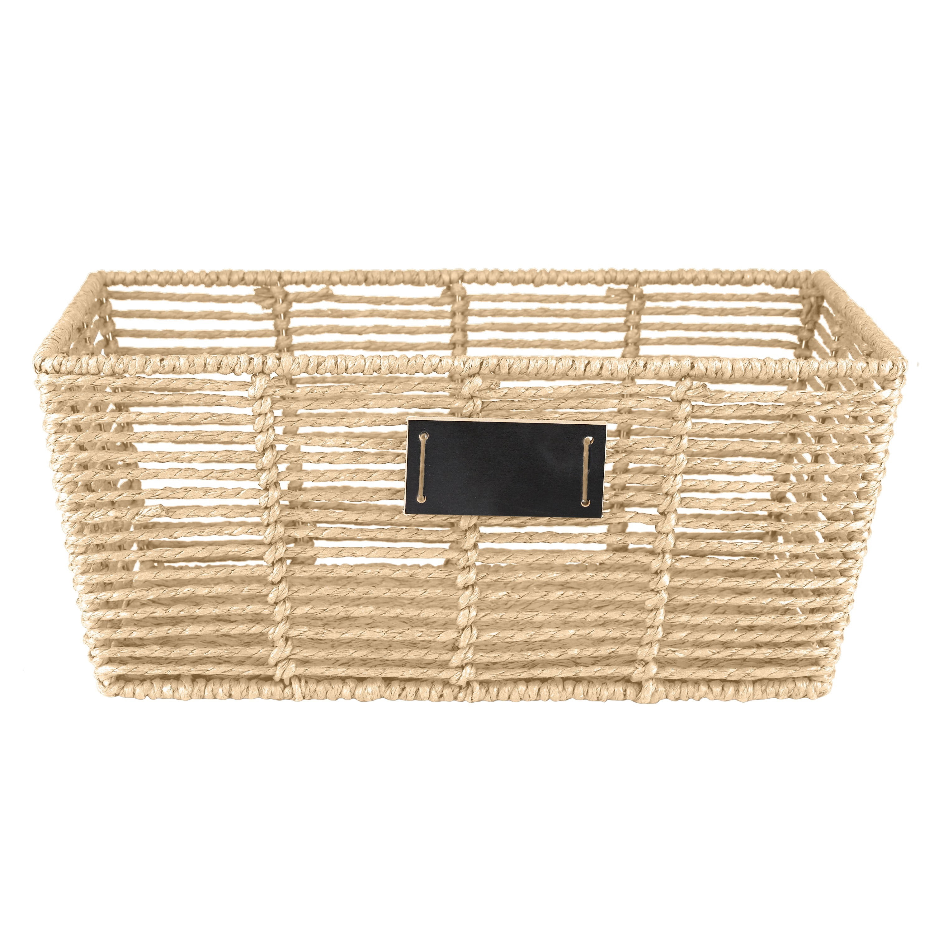 Simplify Large Storage Tote 13.7x9.8x5.7 Inch Natural Color | Shelf Organizer Bin | Closet Storage Container