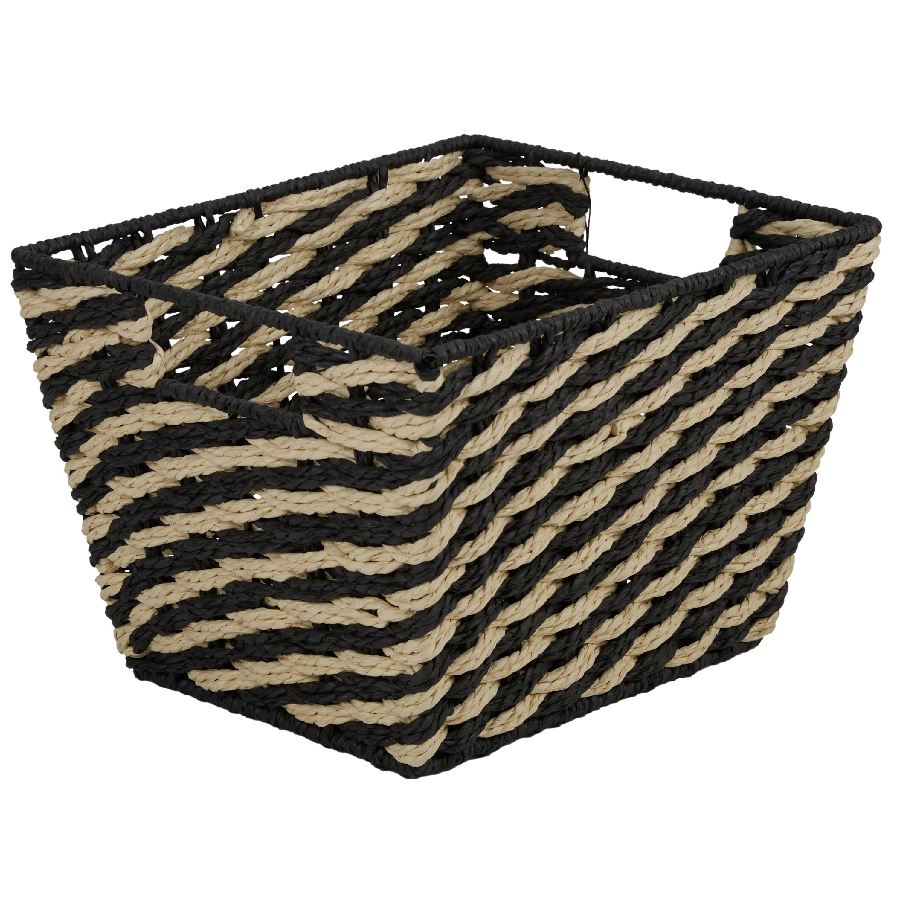 Simplify Large Striped Woven Basket in Black