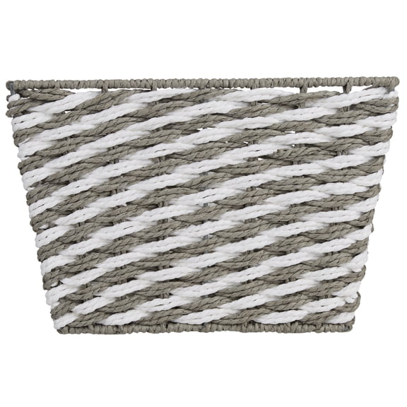 Simplify Large Striped Woven Basket in Gray