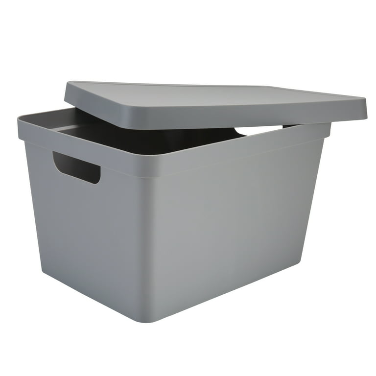Modern Homes MH 0.4-Gal. Small Storage Box in Clear with Gray