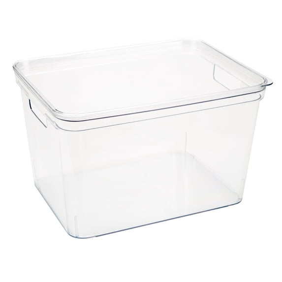 Simplify Lidded Polyethylene Storage Basket Bin, Clear