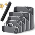 thumbnail image 1 of Simplify Living Compression Packing Cubes for Travel, Tripped Compression Packing, 5 Set Compressible, Travel Essentials (black), 1 of 6
