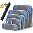 thumbnail image 1 of Simplify Living Compression Packing Cubes for Travel, Tripped Compression Packing, 5 Set Compressible, Travel Essentials (blue), 1 of 6