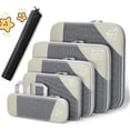 thumbnail image 1 of Simplify Living Compression Packing Cubes for Travel, Tripped Compression Packing, 5 Set Compressible, Travel Essentials (white), 1 of 6