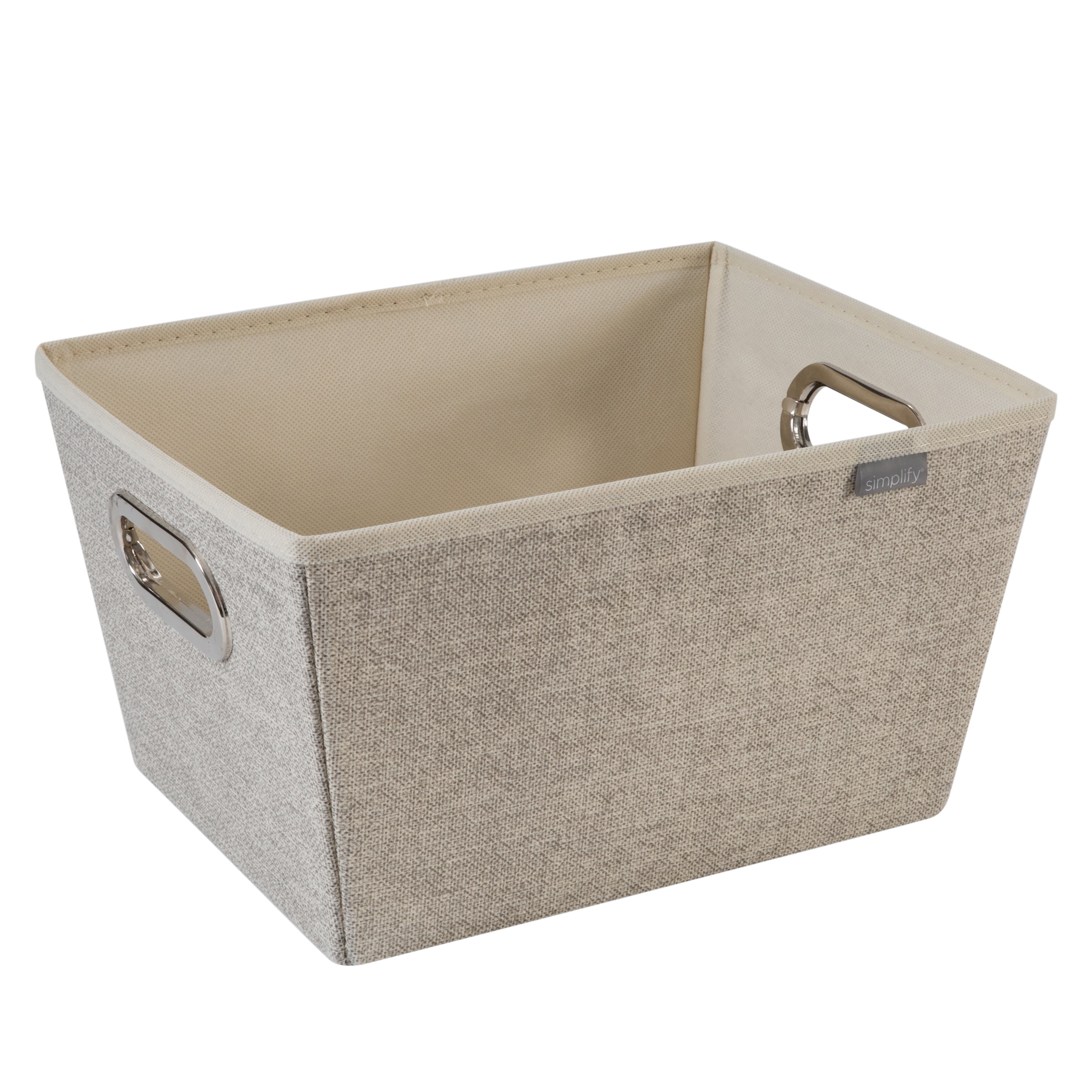 Beige Faux Jute Medium Rectangle Storage Bin with Handles