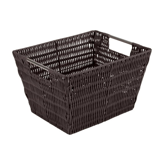 Simplify Medium Rattan Tote Storage Basket in Chocolate