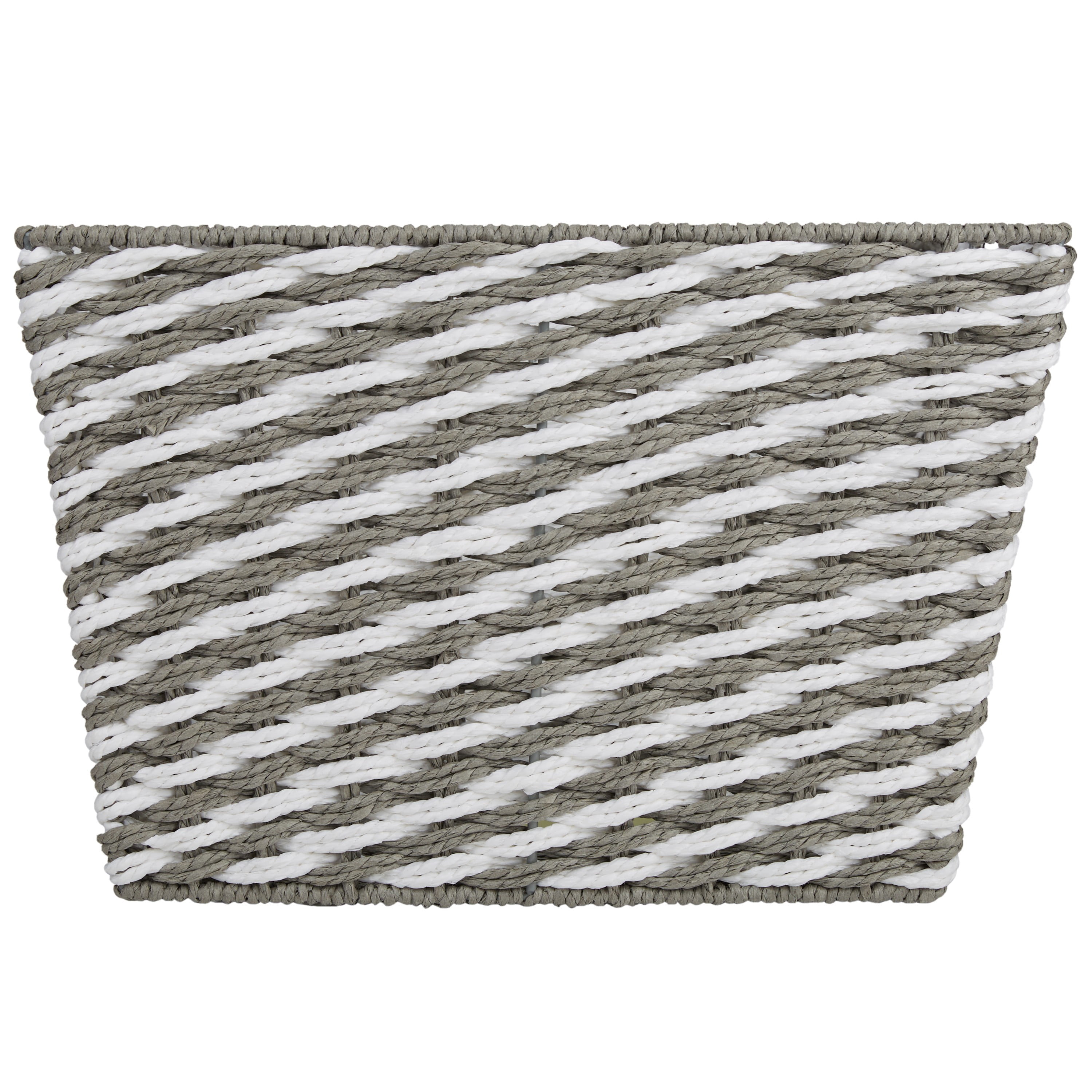 Simplify Medium Striped Woven Basket in Grey