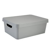 Simplify Medium Vinto Plastic Storage Box with Lid, Grey