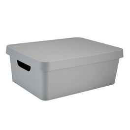 Simplify 5.61 gal Large Plastic Vinto Storage Boxes, White