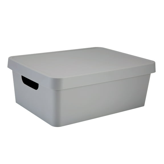 Simplify Medium Vinto Plastic Storage Box with Lid, Grey