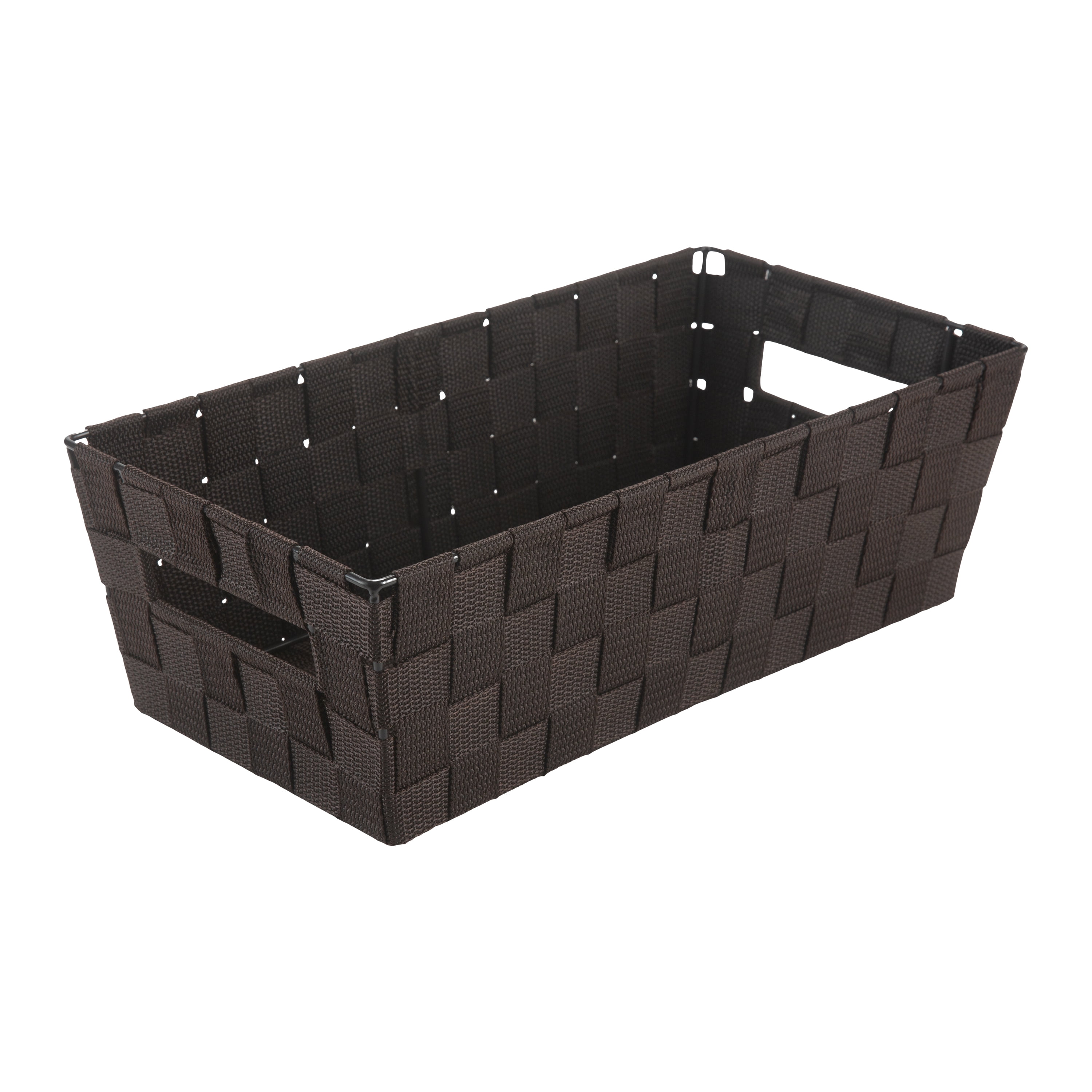 Simplify Medium Woven Strap Shelf Tote Basket in Chocolate