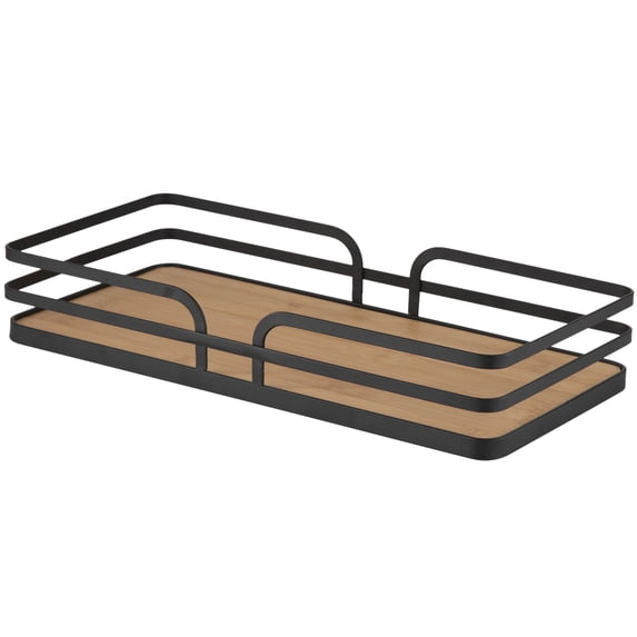 Simplify Modern Bamboo 6.5" W Vanity Tray in Matte Black