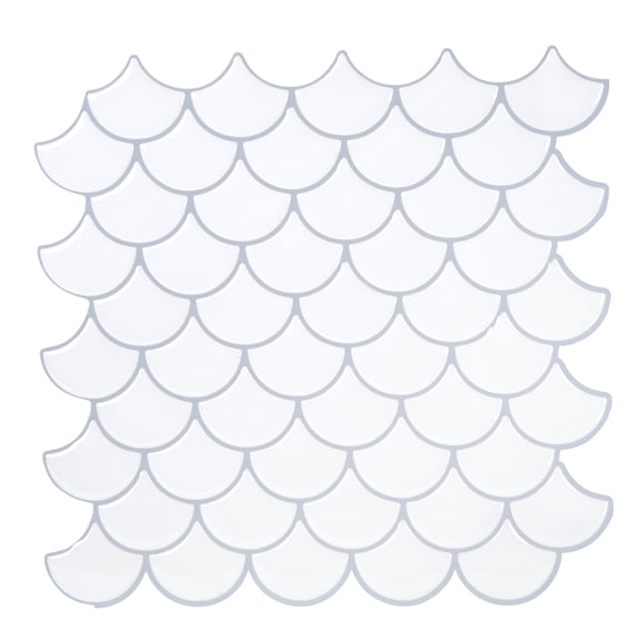 Simplify Peel & Stick Wall Tile 4 Pack in Scallop White Epoxi