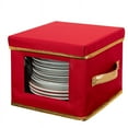 thumbnail image 1 of Simplify Polyester Holiday Salad Plate Square Storage Box with Felt Dividers, Red, 1 of 13